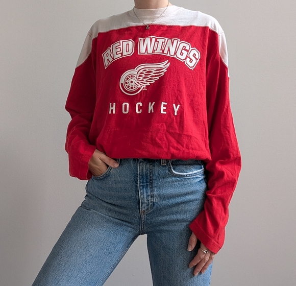 Vintage Detroit Red Wings Hockey Long Sleeve Shirt - Picture 9 of 11